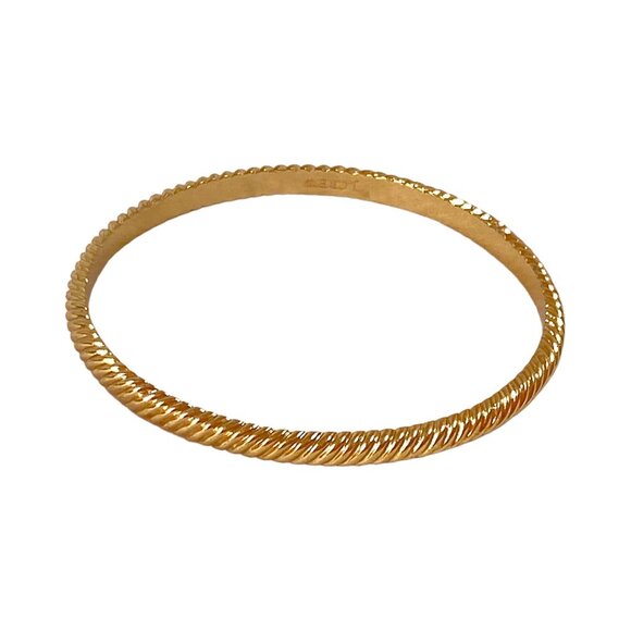 J Crew Bracelet S/M Yellow Gold Plated Bangle Skinny Textured Stackable Y2K VSCO - Picture 7 of 16